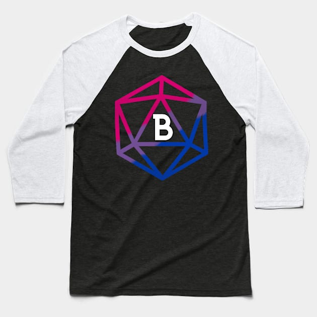 Bi Pride Flag Dice Baseball T-Shirt by sunnyfuldraws